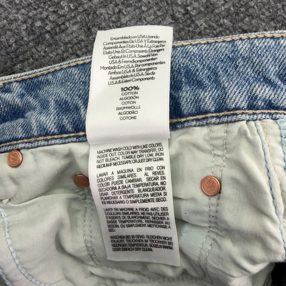 MOTHER Light Blue Denim Wide-Leg Jeans with Pink & Red Floral Panels - Picture 12 of 16